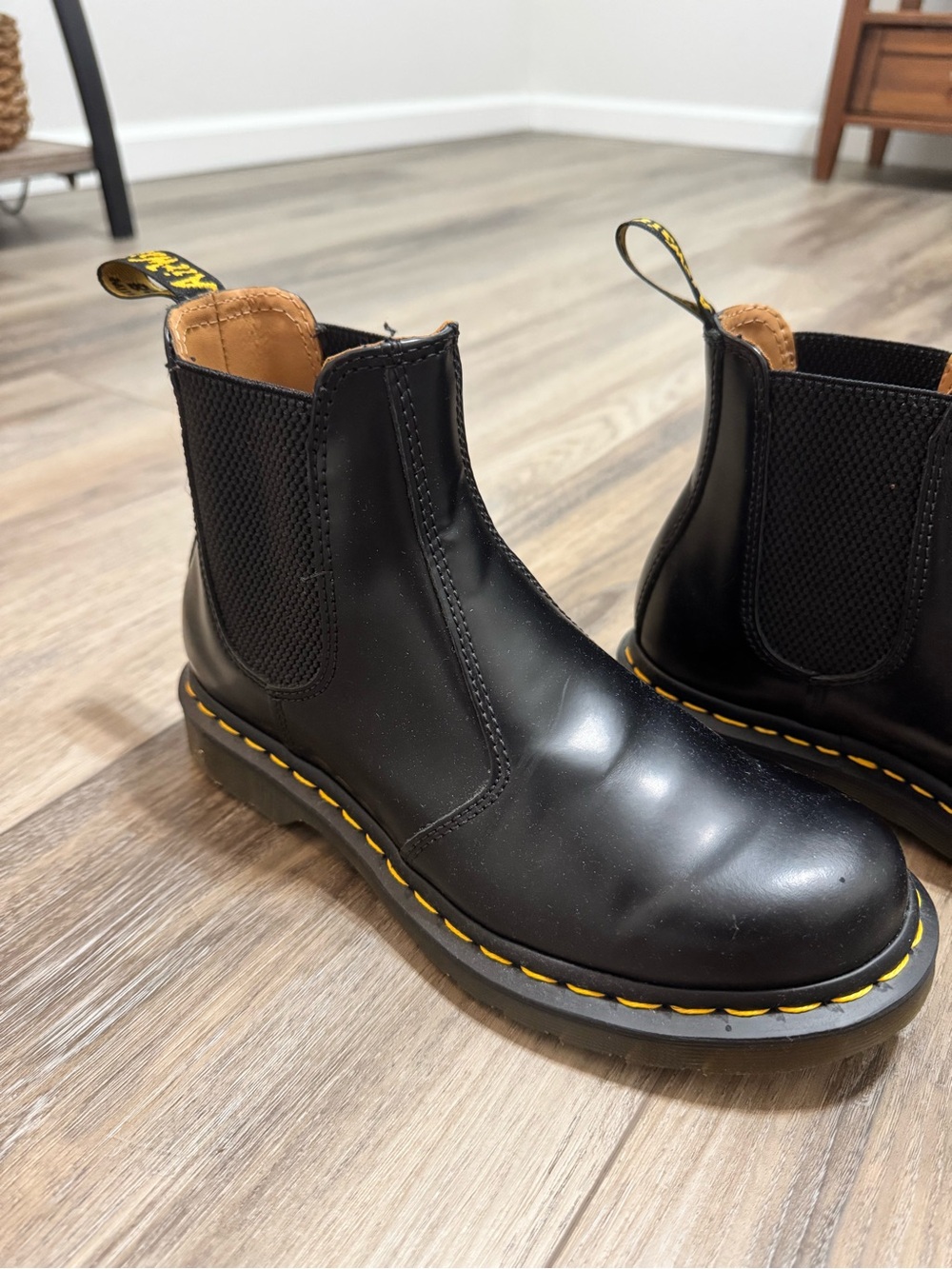 Dr. Martens Black 2976 Chelsea Boots with Yellow Stitching Pull Tabs- NEVER WORN